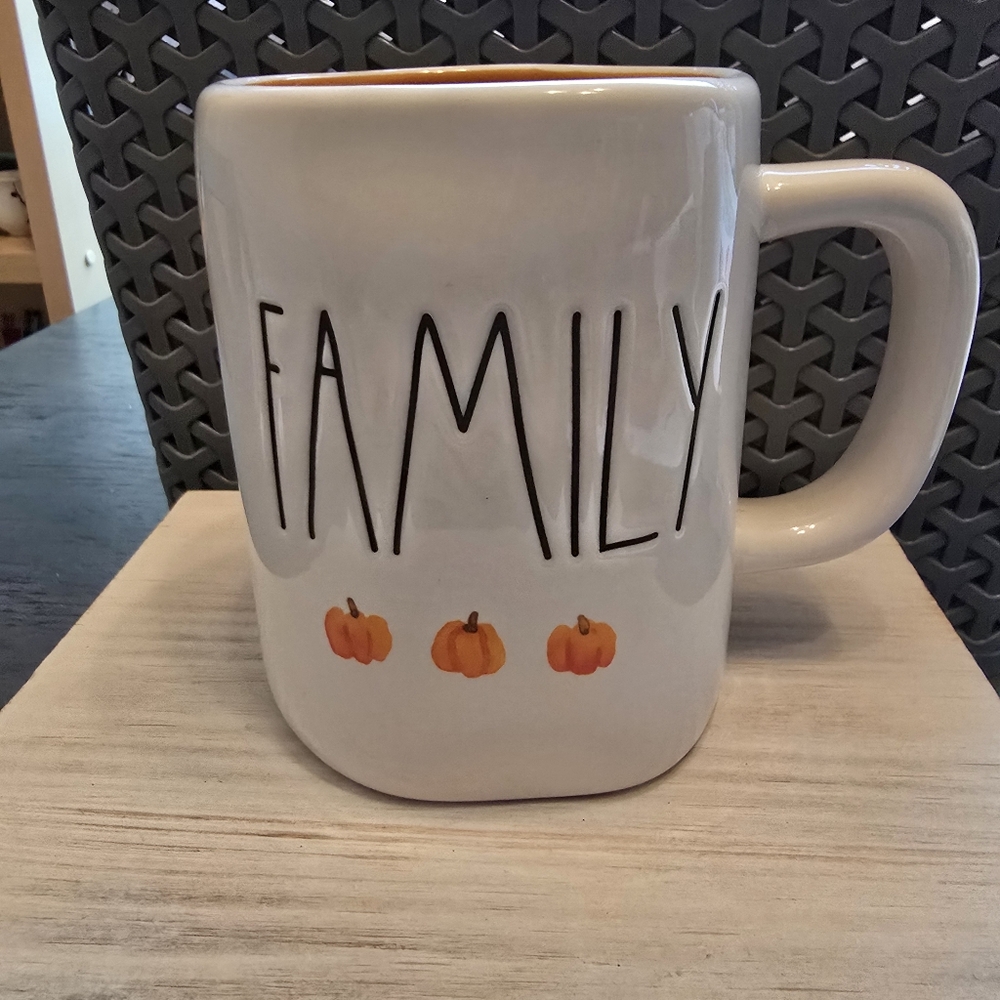 Rae Dunn Cream Family Mug with Pumpkin Accents